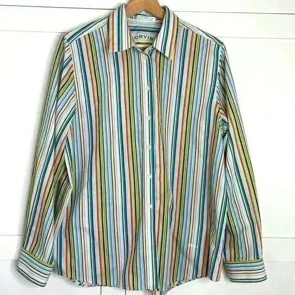 Orvis Tops - Orvis Striped Collared Button Drop Shirt